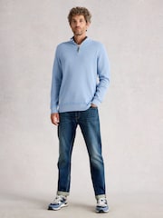 White Stuff Blue Attadale Funnel Neck Jumper - Image 1 of 6