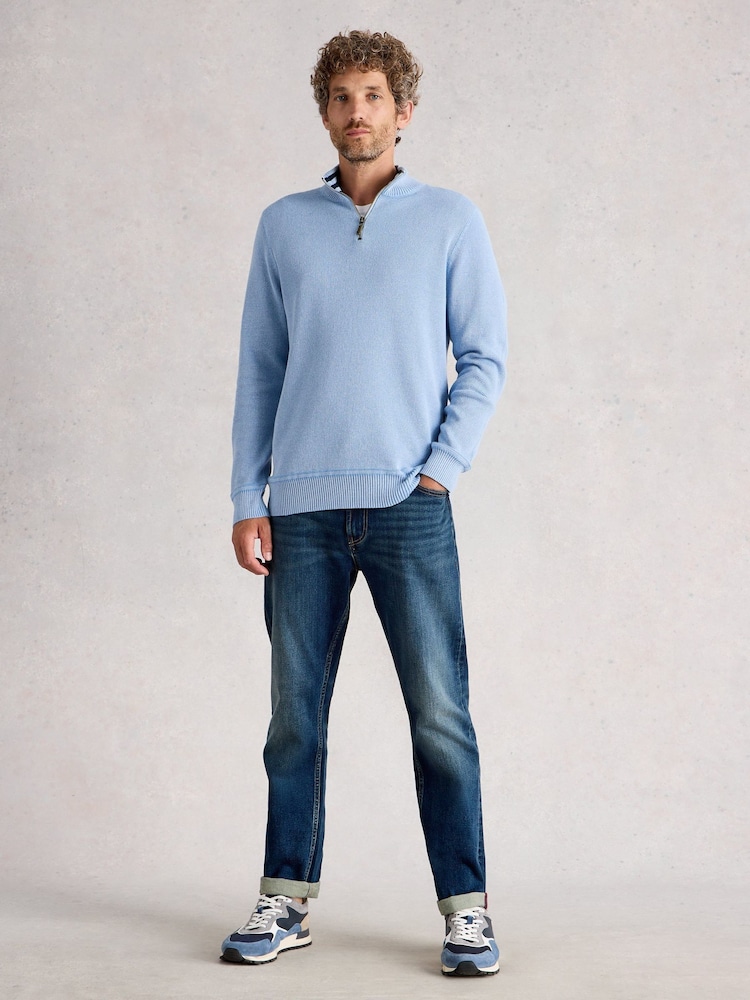 White Stuff Blue Attadale Funnel Neck Jumper - Image 1 of 6