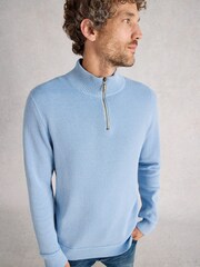 White Stuff Blue Attadale Funnel Neck Jumper - Image 2 of 6