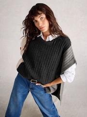 White Stuff Grey Ava Knitted Poncho - Image 1 of 6
