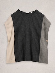 White Stuff Grey Ava Knitted Poncho - Image 5 of 6