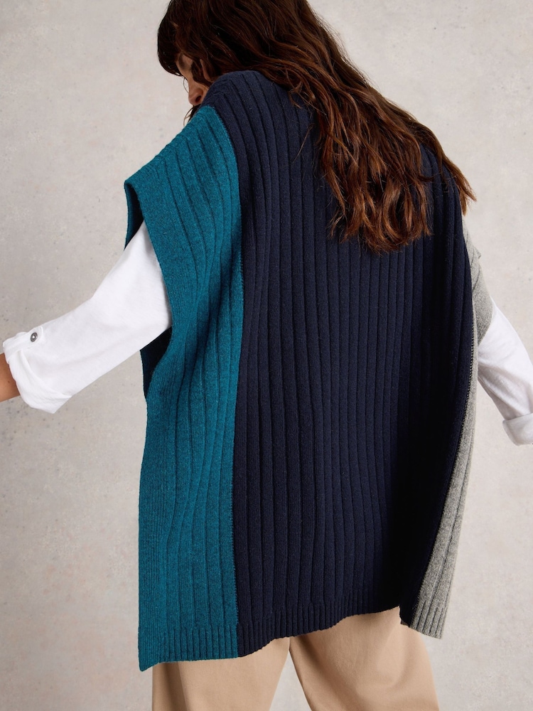 White Stuff Blue Ava Knitted Poncho - Image 2 of 6 White Stuff Blue Ava Knitted Poncho - Image 2 of 6
