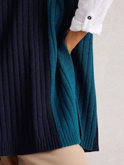 White Stuff Blue Ava Knitted Poncho - Image 4 of 6