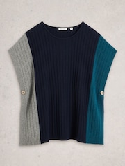 White Stuff Blue Ava Knitted Poncho - Image 5 of 6