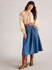White Stuff Blue Charlotte Denim Midi Skirt - Image 1 of 6