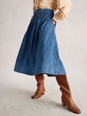 White Stuff Blue Charlotte Denim Midi Skirt - Image 3 of 6