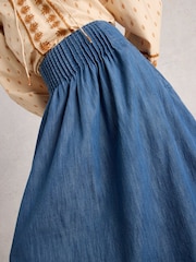 White Stuff Blue Charlotte Denim Midi Skirt - Image 4 of 6