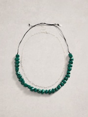 White Stuff Green Stacked Beaded Necklace - Image 1 of 2