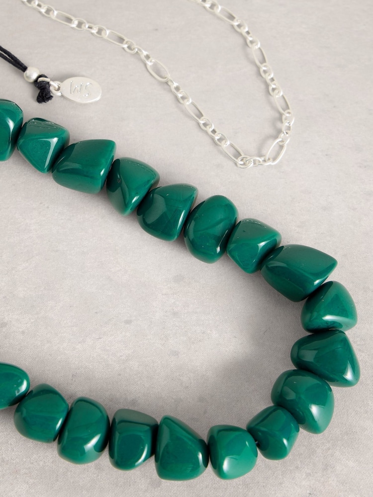 White Stuff Green Stacked Beaded Necklace - Image 2 of 2
