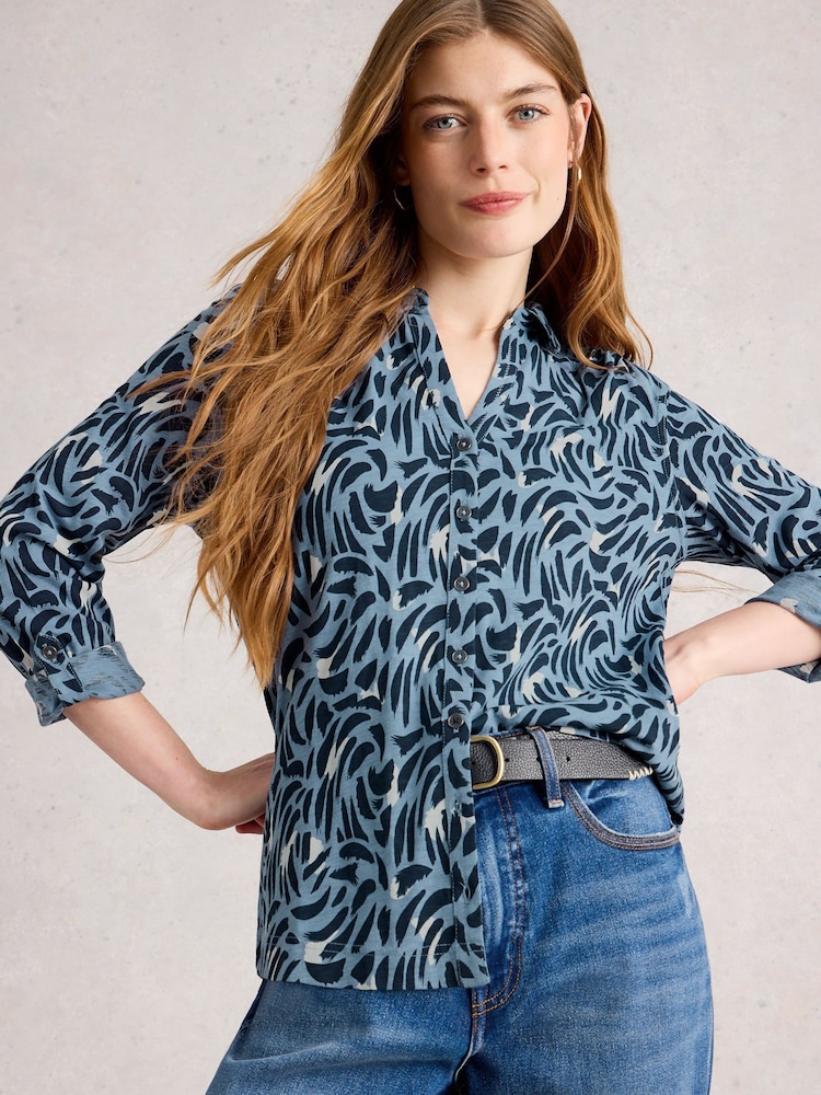 White Stuff Blue Annie Jersey Shirt - Image 2 of 4 White Stuff Blue Annie Jersey Shirt - Image 2 of 4