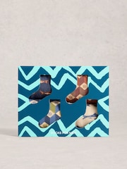 White Stuff Natural Fish Pattern Ankle Socks 4 Pack - Image 3 of 4