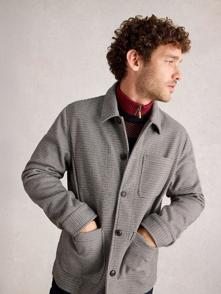 White Stuff Grey Houndstooth Worker Jacket - Image 1 of 6