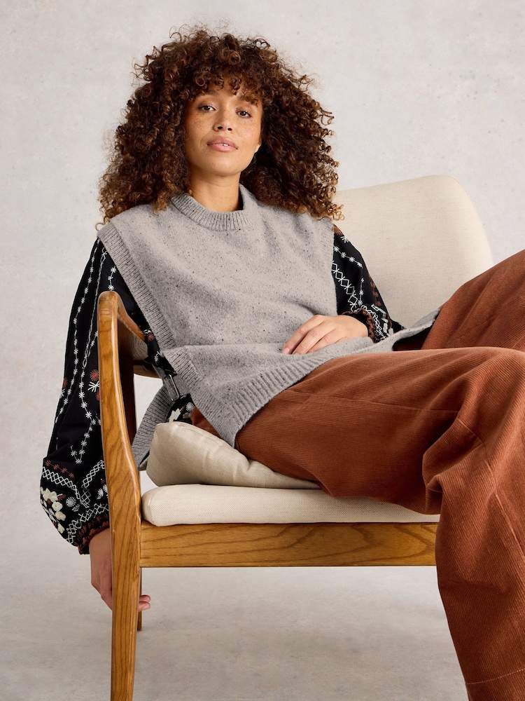 White Stuff Grey Tanya Tabard Poncho - Image 2 of 6 White Stuff Grey Tanya Tabard Poncho - Image 2 of 6