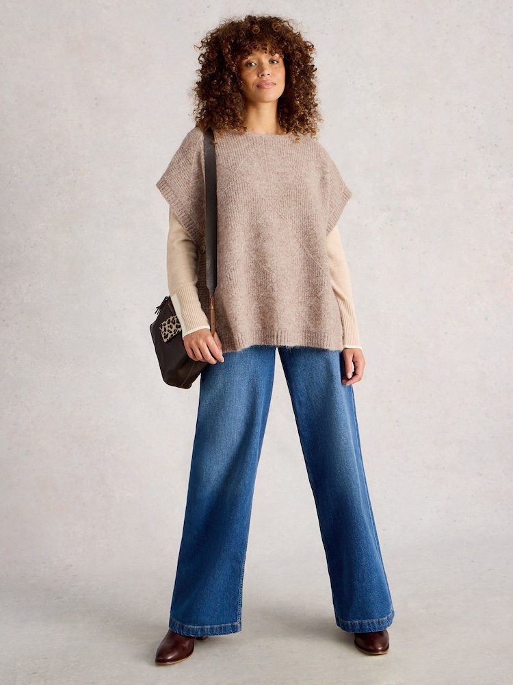 White Stuff Natural Diamond Stitch Poncho - Image 1 of 6