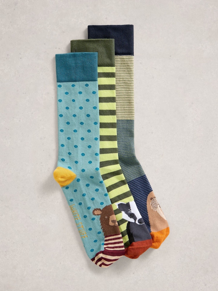 White Stuff Woodland Animal Socks 3 Pack - صورة 1 من 2