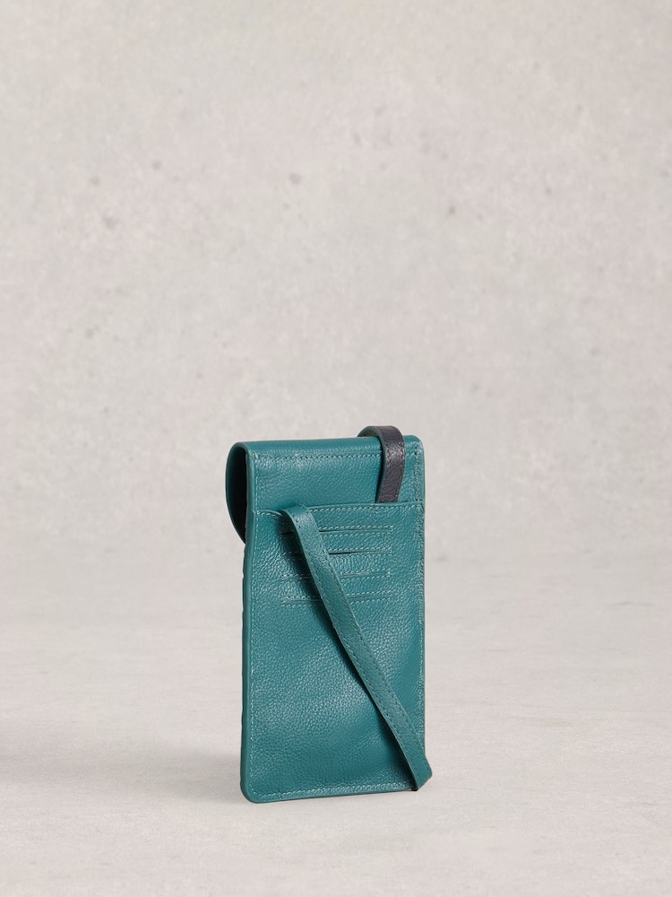 White Stuff Green Coco Weave Leather Phone Bag - Image 2 of 4