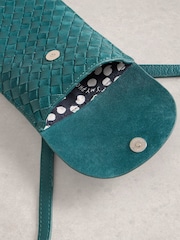 White Stuff Green Coco Weave Leather Phone Bag - Image 4 of 4