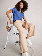 White Stuff Blue Nelly Notch Neck T-Shirt - Image 4 of 6