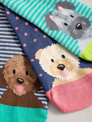 White Stuff Blue Dog Pals Ankle Socks 3 Pack - Image 2 of 2