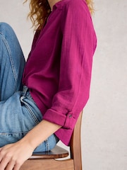 White Stuff Purple Annie Double Cotton Cloth Shirt - Image 4 of 6