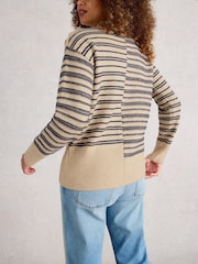 White Stuff Natural Mix Stripe Stand Jumper - Image 2 of 6