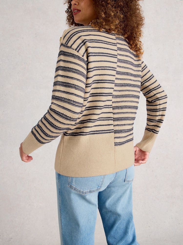 White Stuff Natural Mix Stripe Stand Jumper - Image 2 of 6