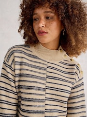 White Stuff Natural Mix Stripe Stand Jumper - Image 3 of 6