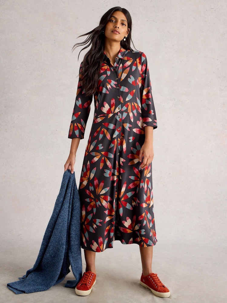White Stuff Grey Rua Jersey Shirt Dress - Image 1 of 6