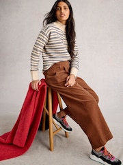 White Stuff Brown Clara Cord Wide Leg Trousers - Image 3 of 6