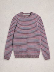 White Stuff Pink Textured Stripe Crew Neck Jumper - Image 5 of 6