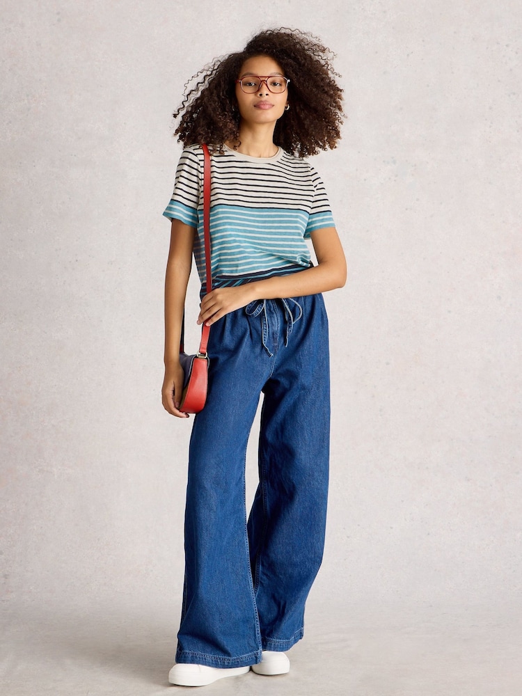White Stuff Blue Clara Stripe Short Sleeve T-Shirt - Image 1 of 6 White Stuff Blue Clara Stripe Short Sleeve T-Shirt - Image 1 of 6
