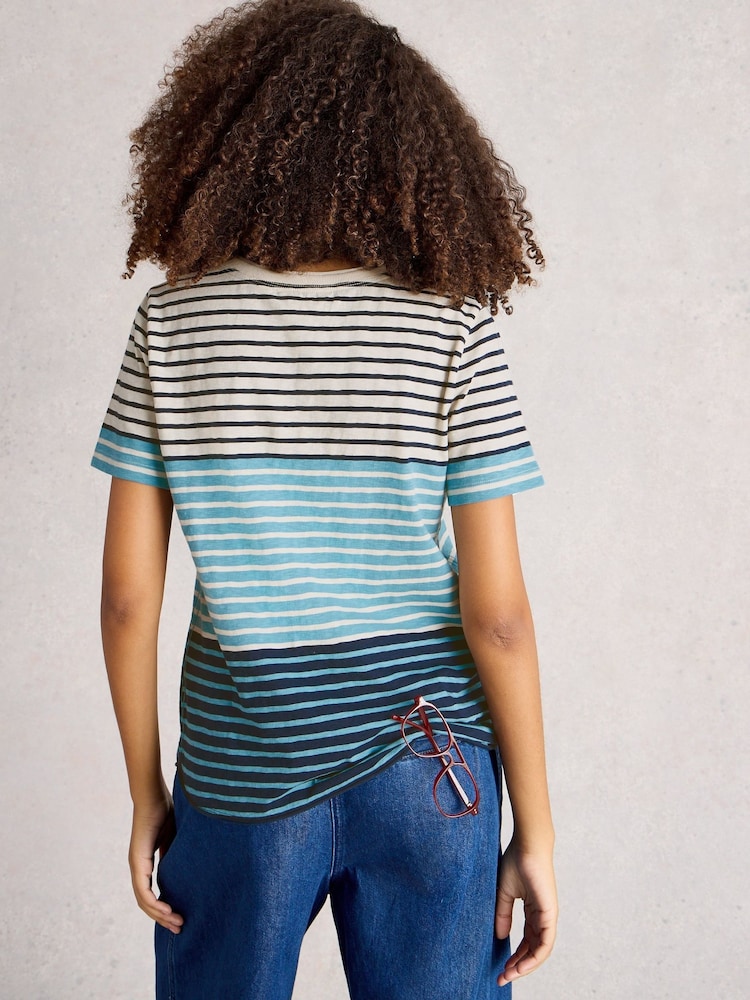 White Stuff Blue Clara Stripe Short Sleeve T-Shirt - Image 2 of 6 White Stuff Blue Clara Stripe Short Sleeve T-Shirt - Image 2 of 6