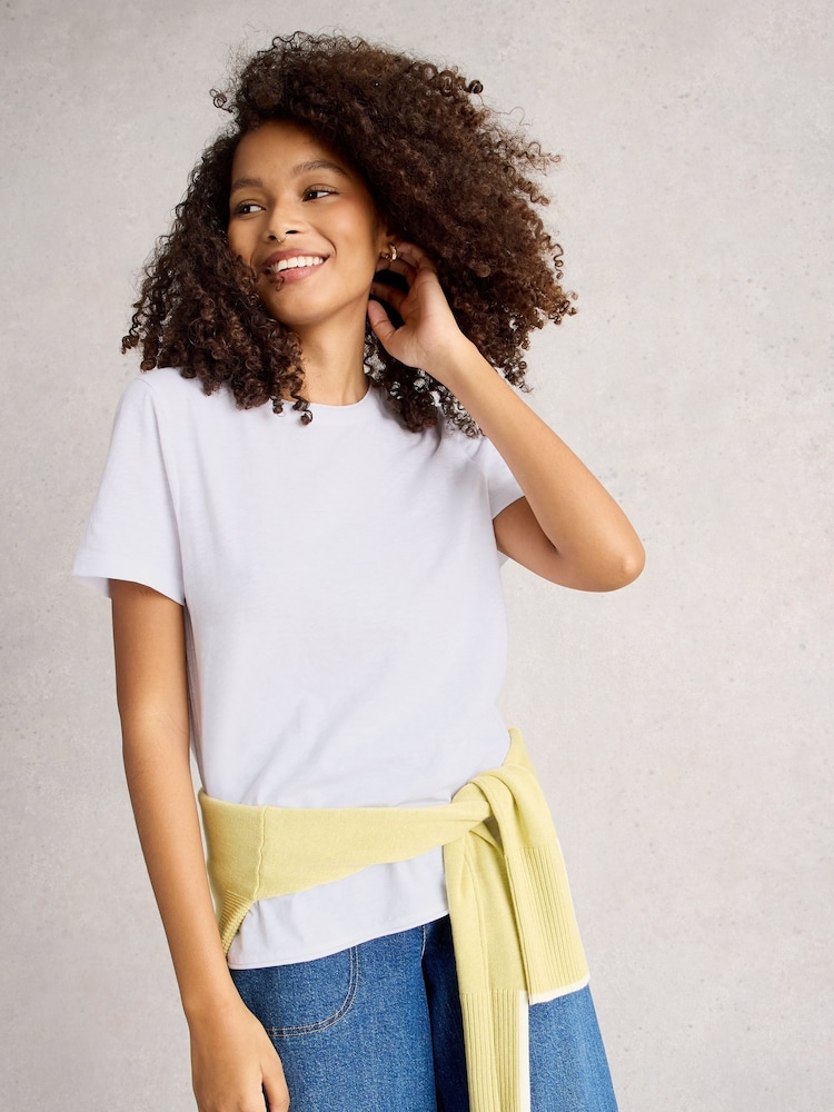 White Stuff White Clara Short Sleeve T-Shirt - Image 1 of 6