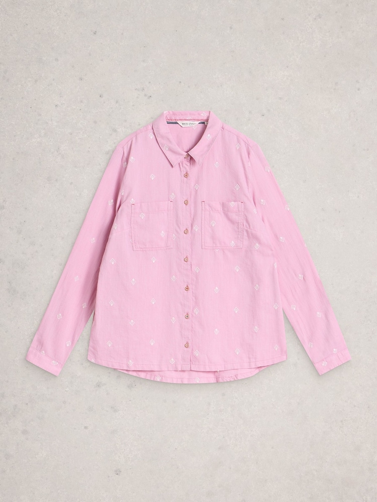White Stuff Pink Sophie Cotton Shirt - Image 2 of 2