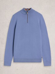 White Stuff Blue Newport Merino Funnel Jumper - Image 1 of 2