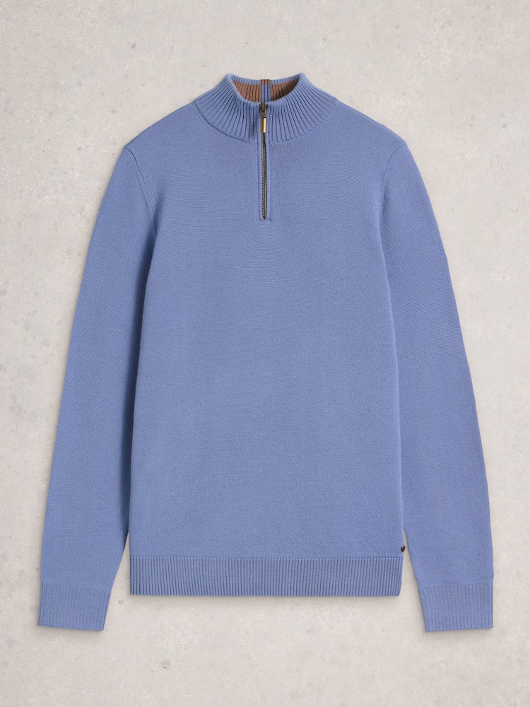 White Stuff Blue Newport Merino Funnel Jumper - Image 1 of 2
