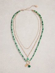 White Stuff Gold Tone Billie Layered Bead Necklace - Image 1 of 2