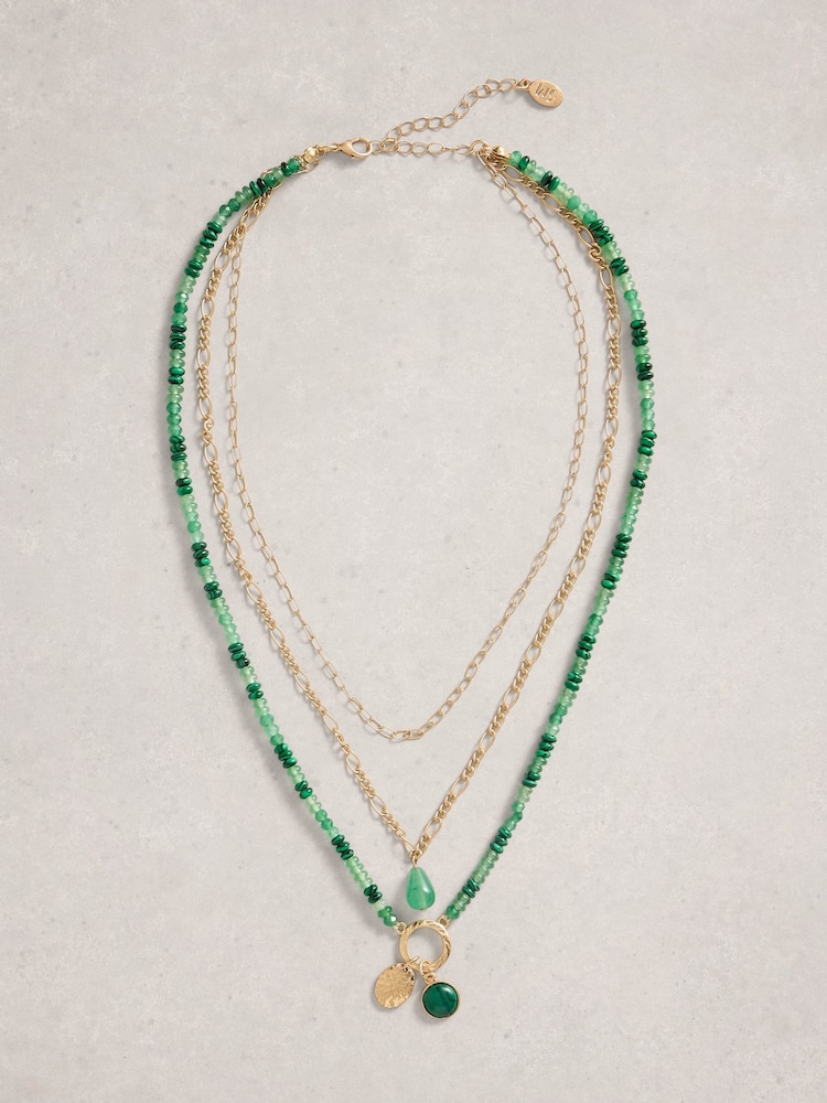 White Stuff Gold Tone Billie Layered Bead Necklace - Image 1 of 2