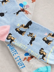 White Stuff Blue 2 Pack Sausage Dog Ankle Socks - Image 2 of 2