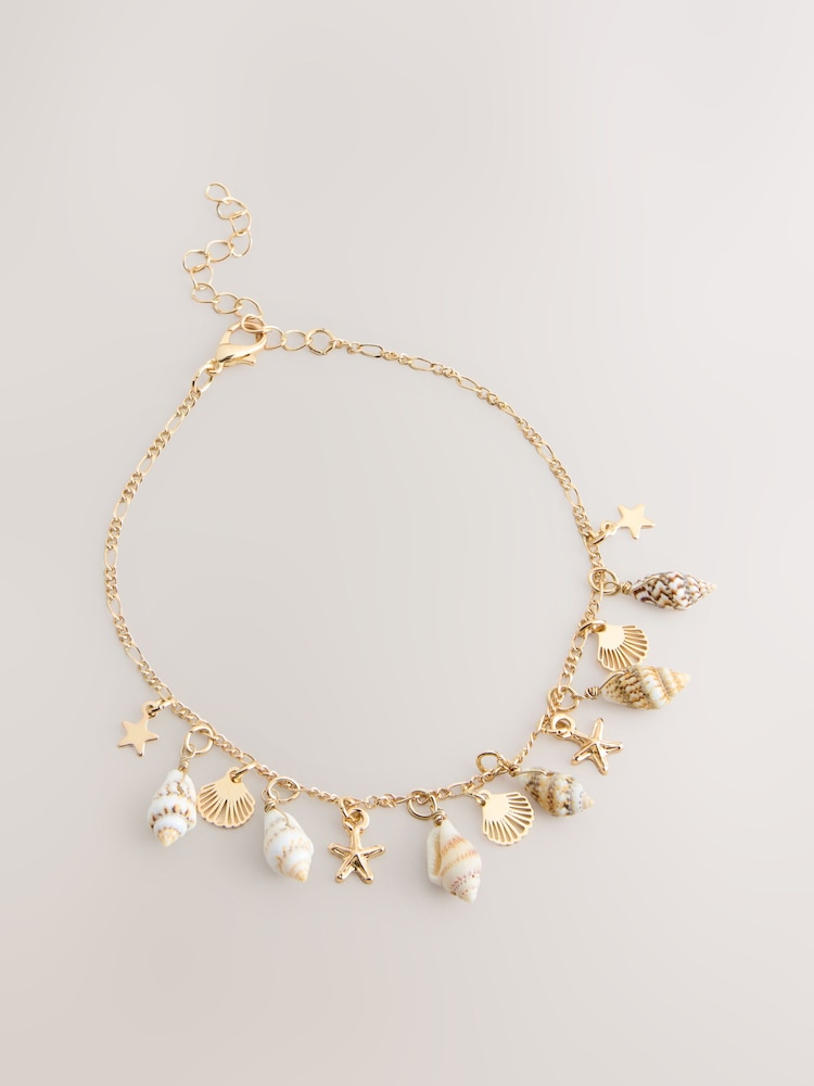 Gold Tone Shell Drop Anklet - Image 1 of 3