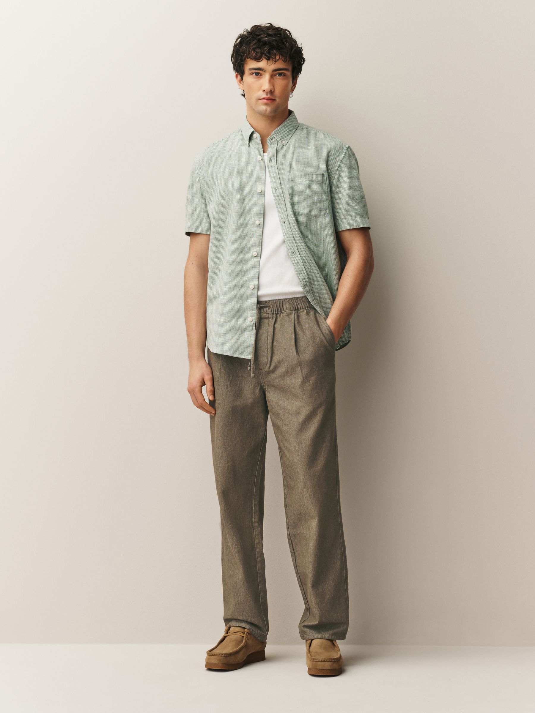 Buy Khaki Green Relaxed Fit 100% Cotton Elasticated Joggers from