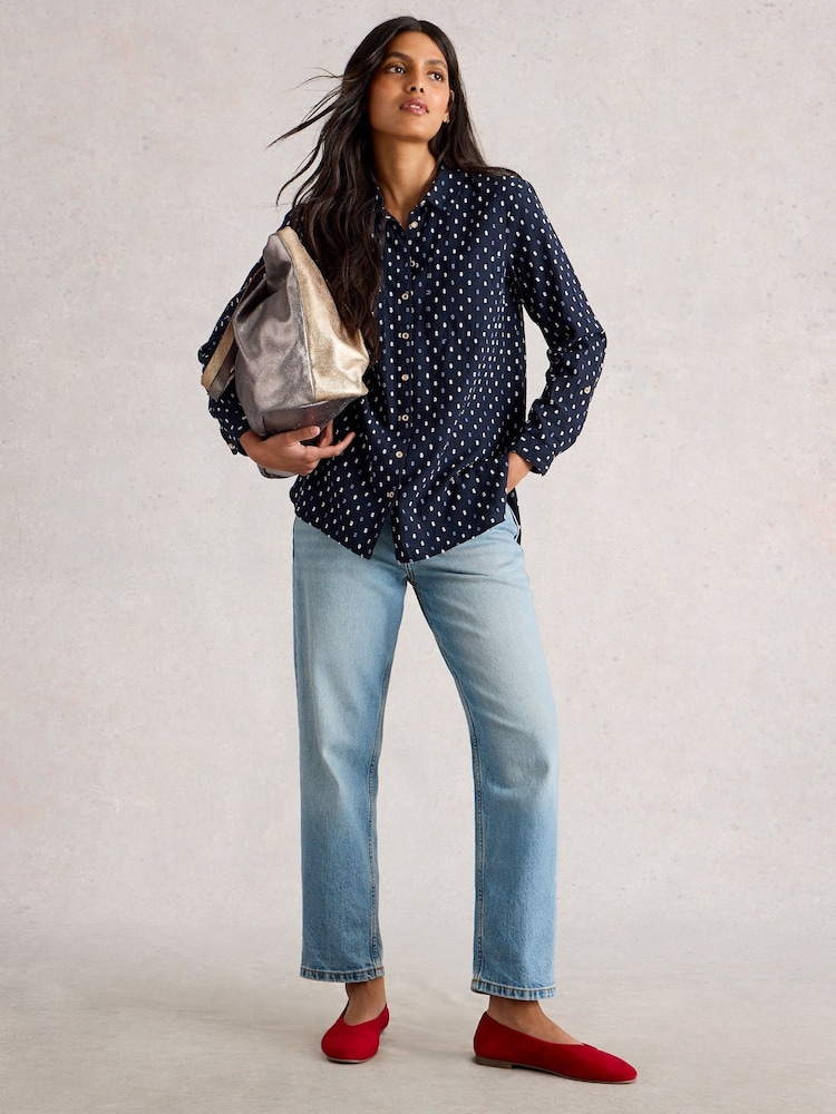 White Stuff Blue Sophie Longline Shirt - Image 2 of 6