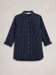 White Stuff Blue Sophie Longline Shirt - Image 5 of 6