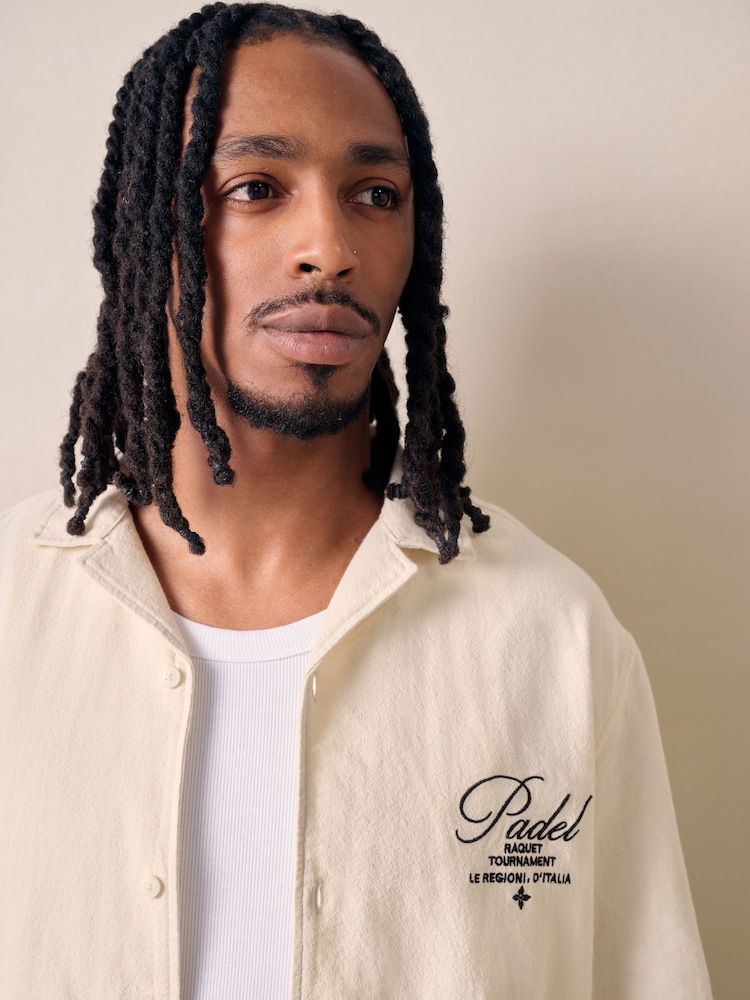 Ecru White Padel Jersey Print Short Sleeve Shirt - Image 5 of 5