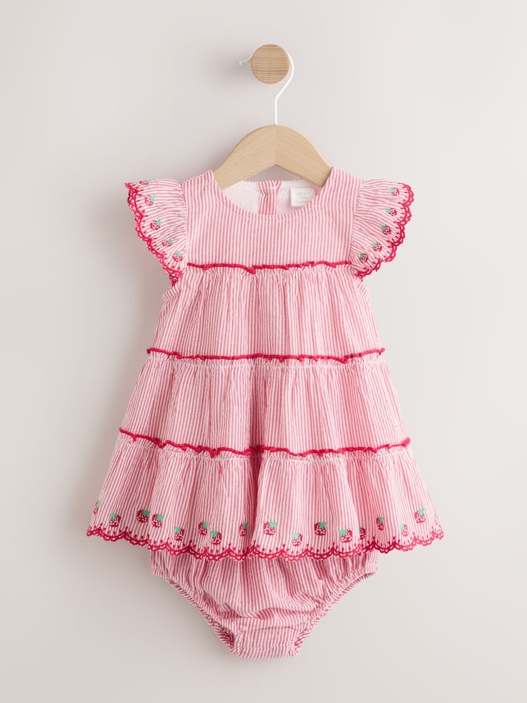 레드 스트로베리 - 아기용 티어드 우븐 드레스와 팬티 세트 2 Piece (0mths-2yrs) - 10의 이미지 1