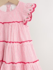 레드 스트로베리 - 아기용 티어드 우븐 드레스와 팬티 세트 2 Piece (0mths-2yrs) - 10의 이미지 4