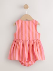 Rust Brown Stripe Woven Baby Dress With Intergrated Bodysuit (0mths-2yrs) - Image 2 of 7