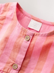 Rust Brown Stripe Woven Baby Dress With Intergrated Bodysuit (0mths-2yrs) - Image 4 of 7