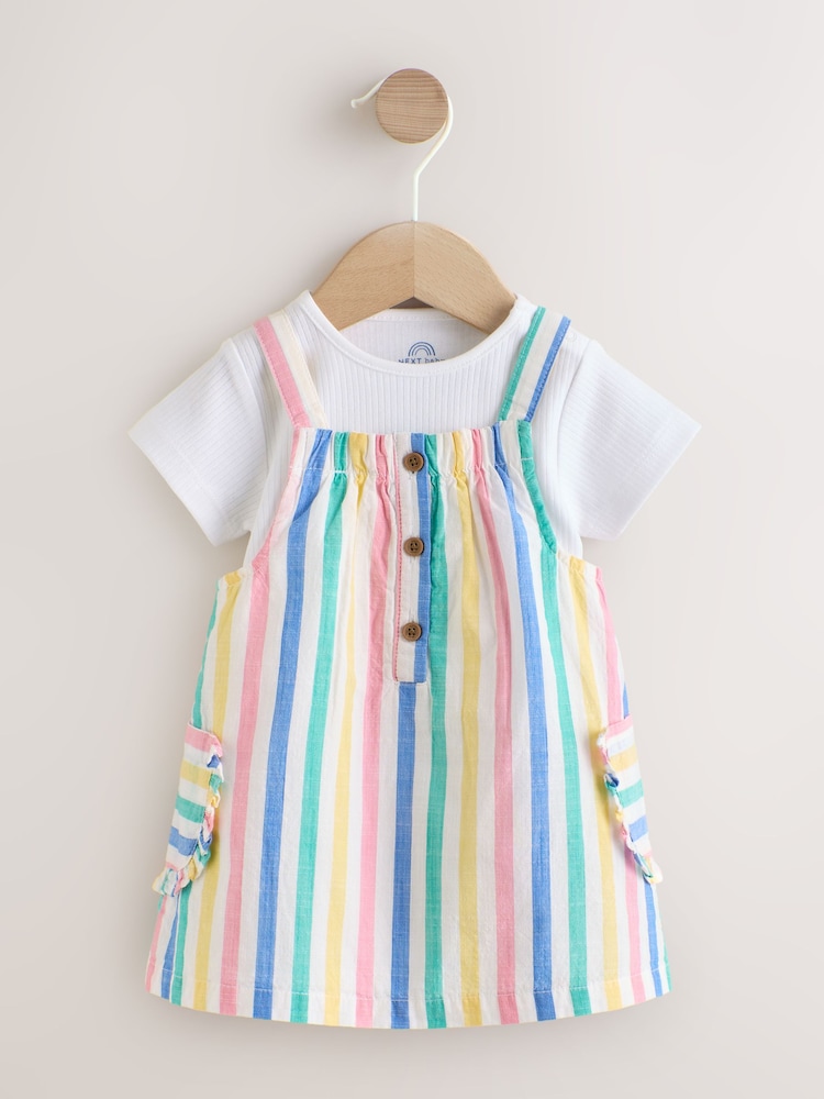 Mehrfarbig gestreift - Baby Pinafore And Short Sleeve Bodysuit 2 Piece Set (0mths-2yrs) - Bild 1 von 10