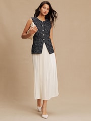 Navy/White Occasion 2-in-1 Tweed Waistcoat Dress - Image 1 of 6